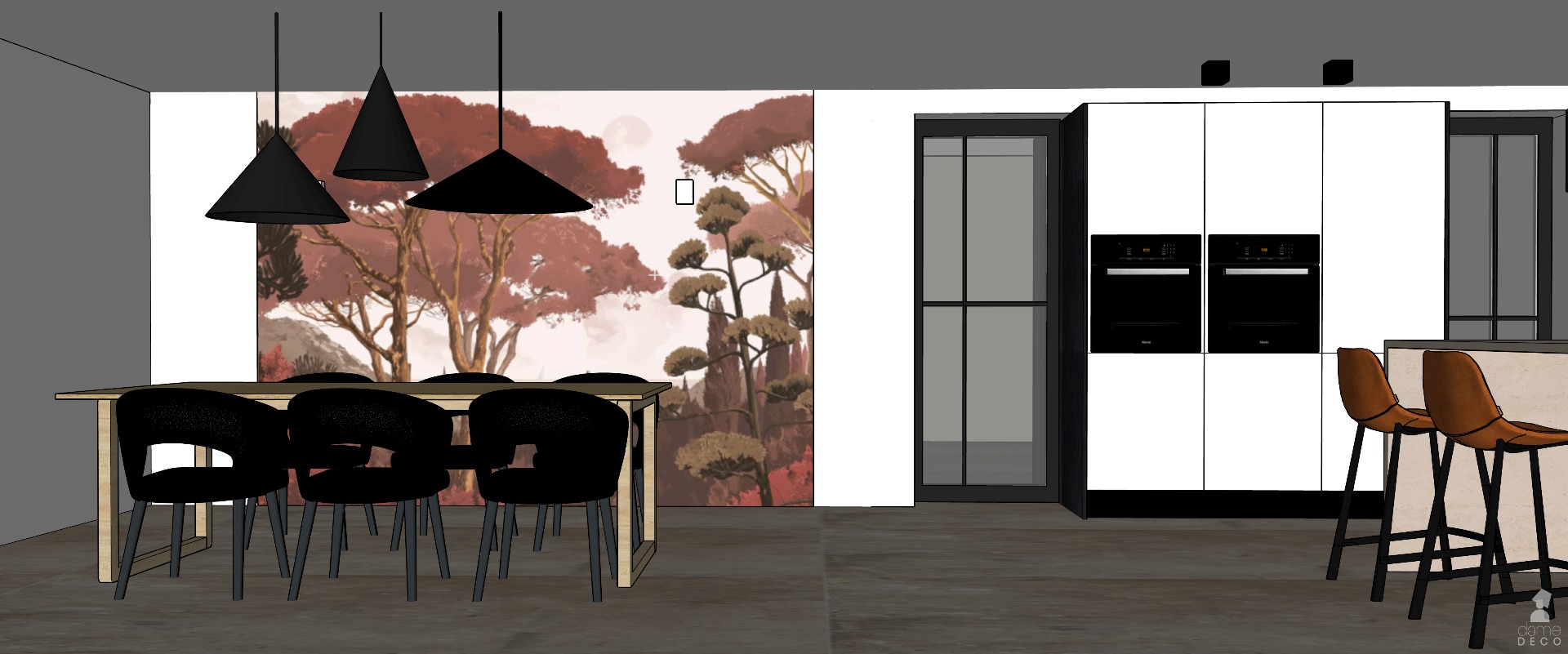 Perspective salle &agrave; manger panoramique