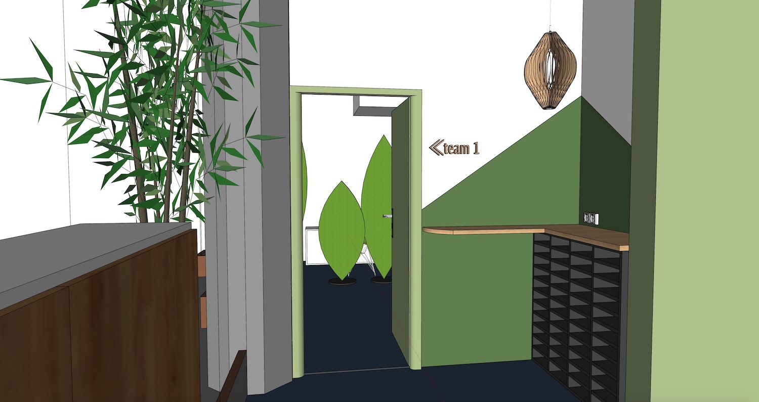 Bureaux GiGA croquis 3D espace courrier
