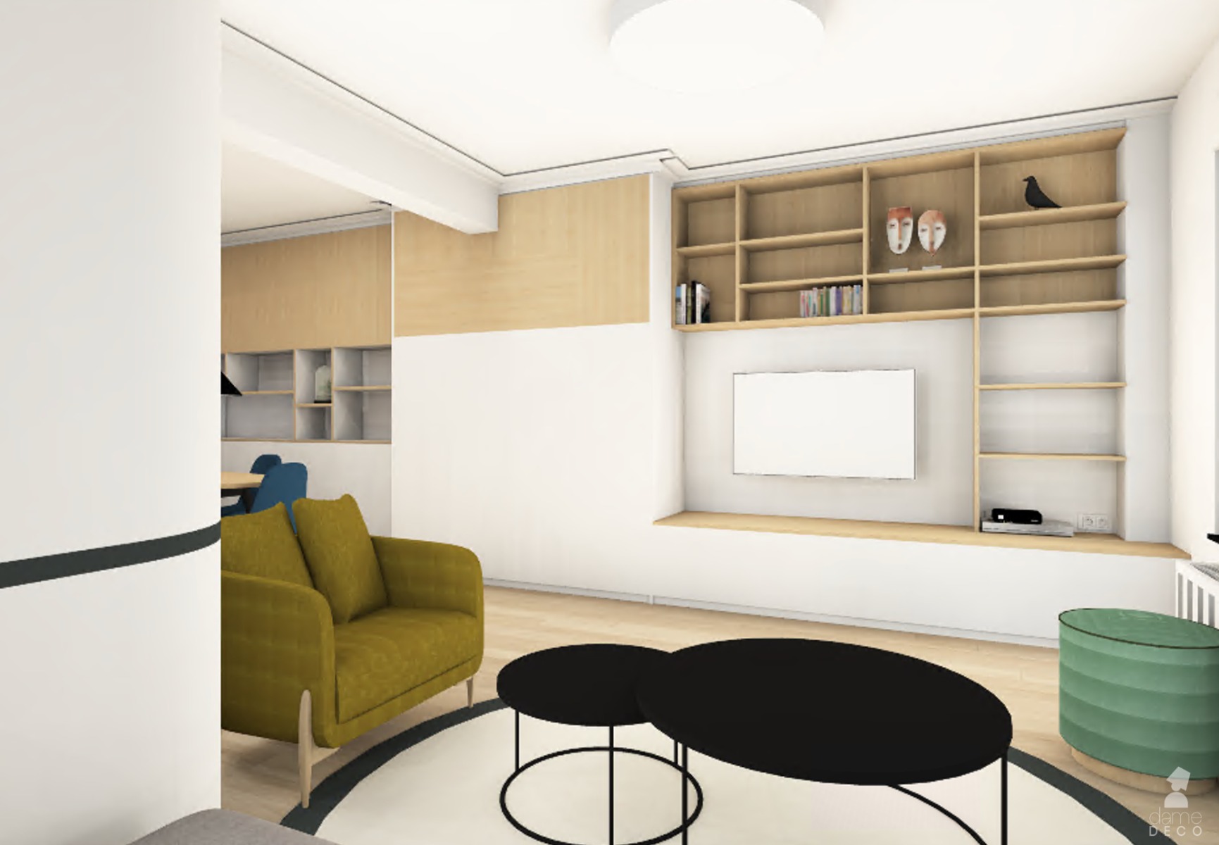 Croquis 3D - Meuble TV et bibliothèque